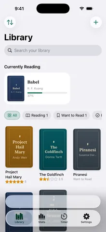 The Endleaf library with half-star ratings.